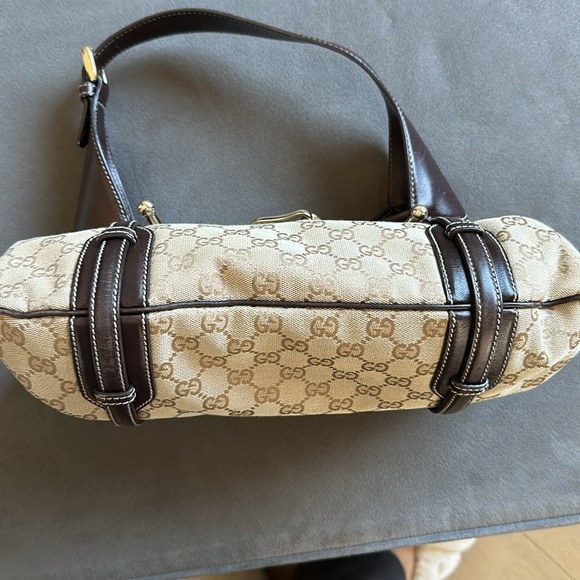 Authentic Gucci 85th Anniversary Signature Logo Canvas Leather Shoulder Bag - Picture 6 of 9